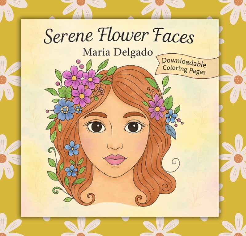 Coloring Book: Serene Flower Faces