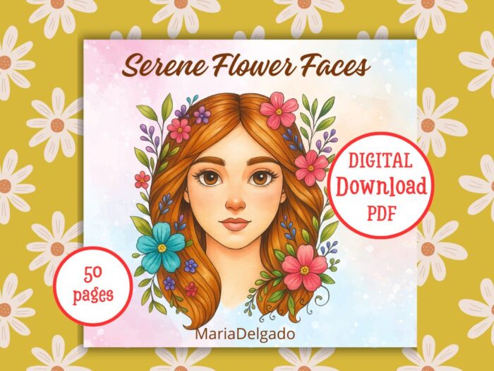 Coloring Book: Serene Flower Faces