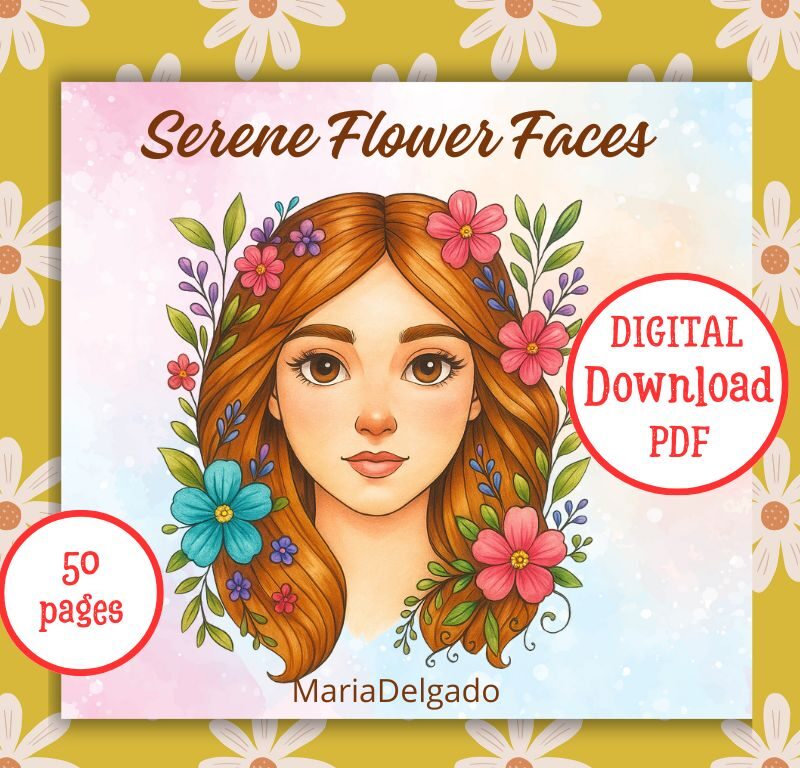 Coloring Book: Serene Flower Faces
