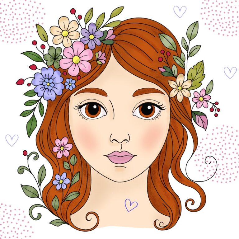 Serene Flower Faces – A Coloring Book with Soul 🎨