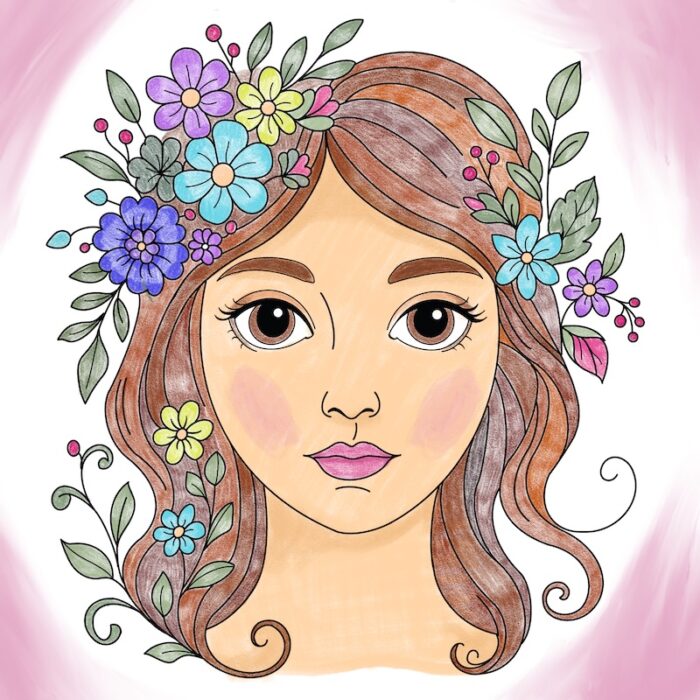 Coloring Book: Serene Flower Faces - Image 5